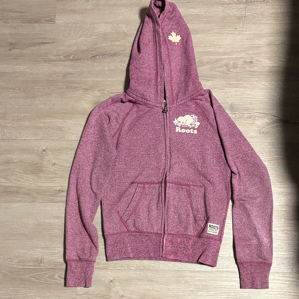 Roots Kids Marled Pink Zip-Up Hoodie